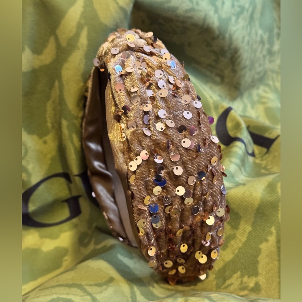 Knotted Velour Sequin Tan Headband NWT
